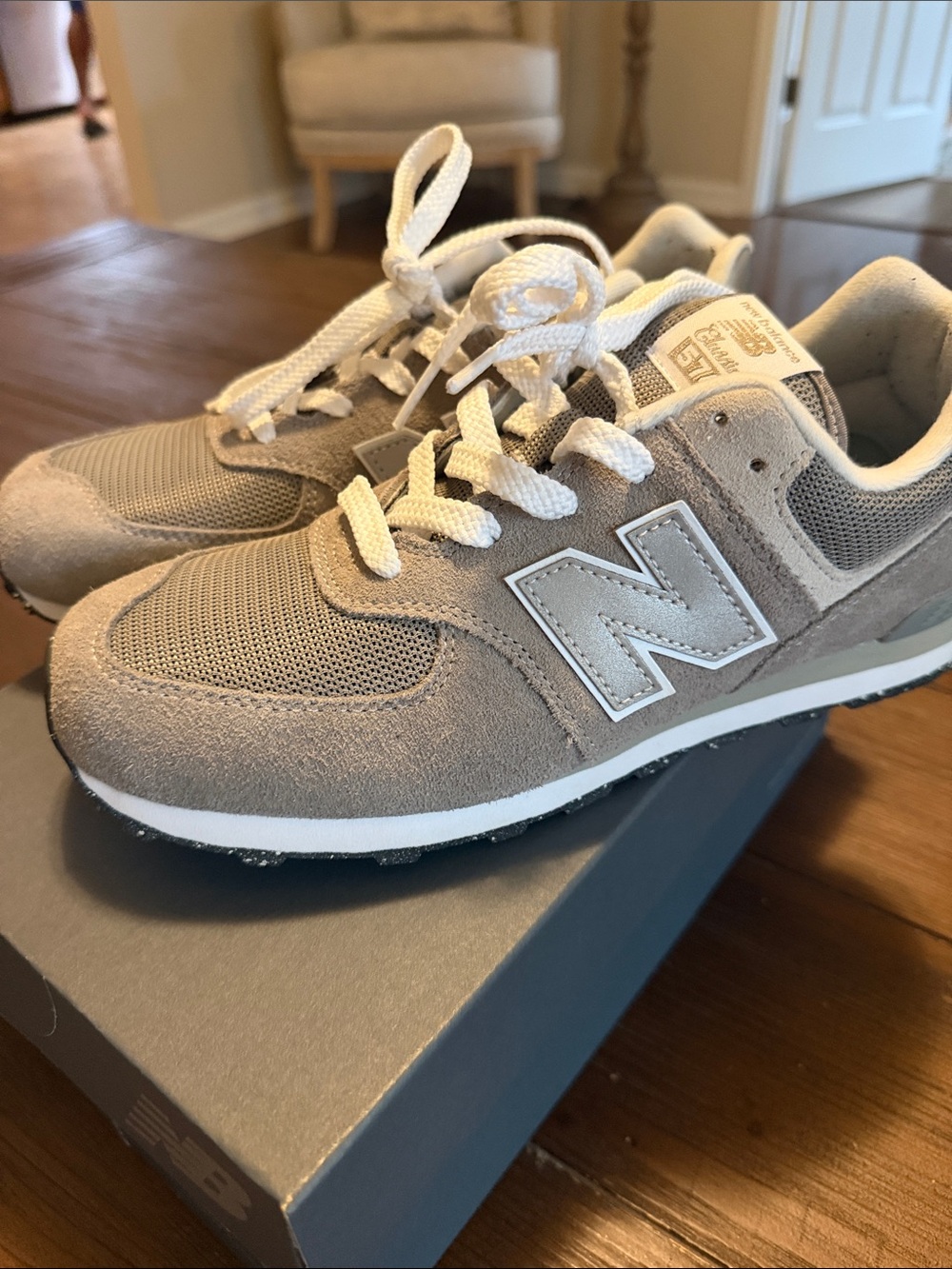 New Balance Kids Gray Suede & Mesh Sneakers